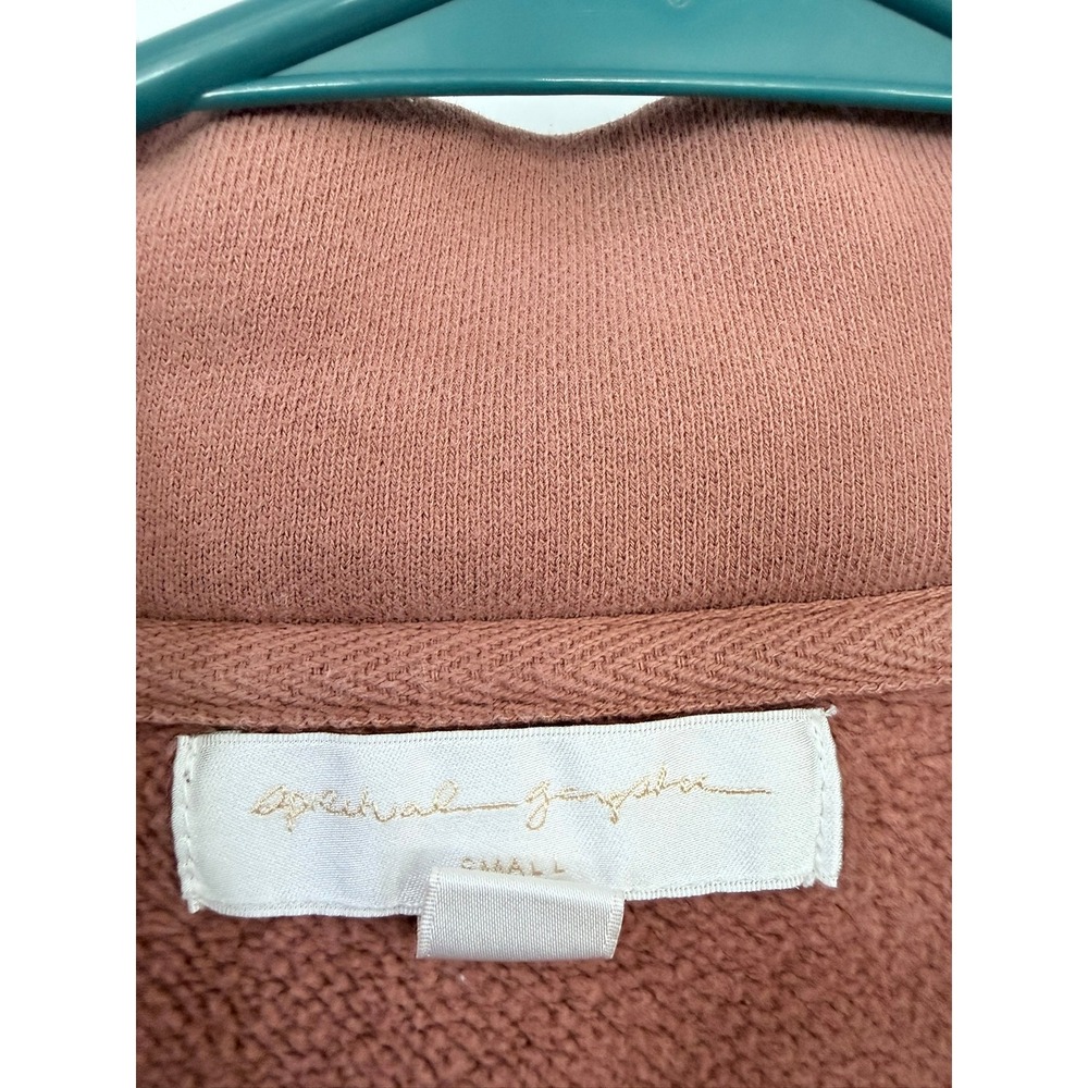 A- 069- Spiritual Gangster Women Terracotta Cotton Fleece Quarter Zip Pullover - Picture 9 of 9